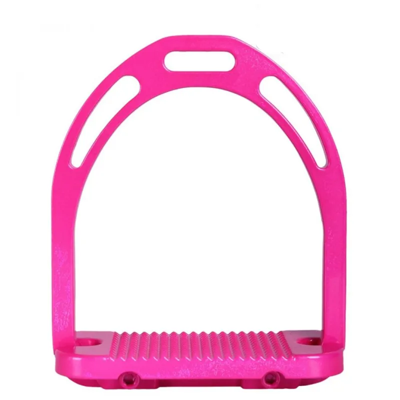 QHP Aluminium Two-Tone Metallic Stirrups 12cm - Fuschia